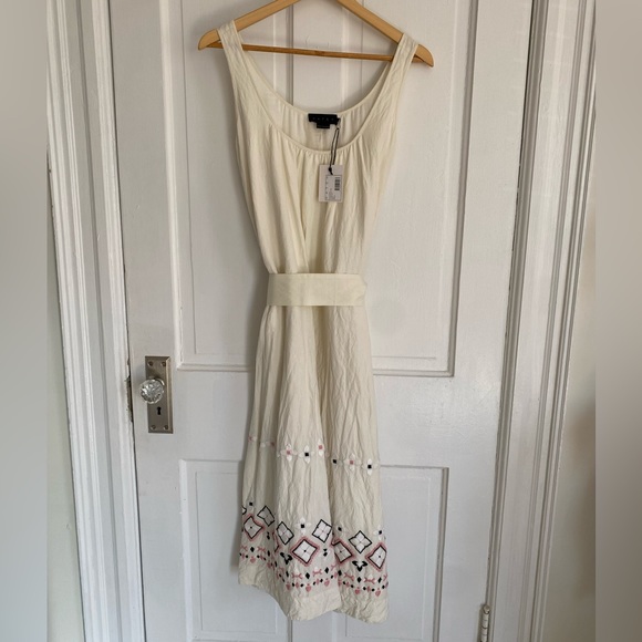 NWT Hatch The Martinique Dress Linen Blend Embroidered Belted Sleeveless Dress 0 - Picture 2 of 4